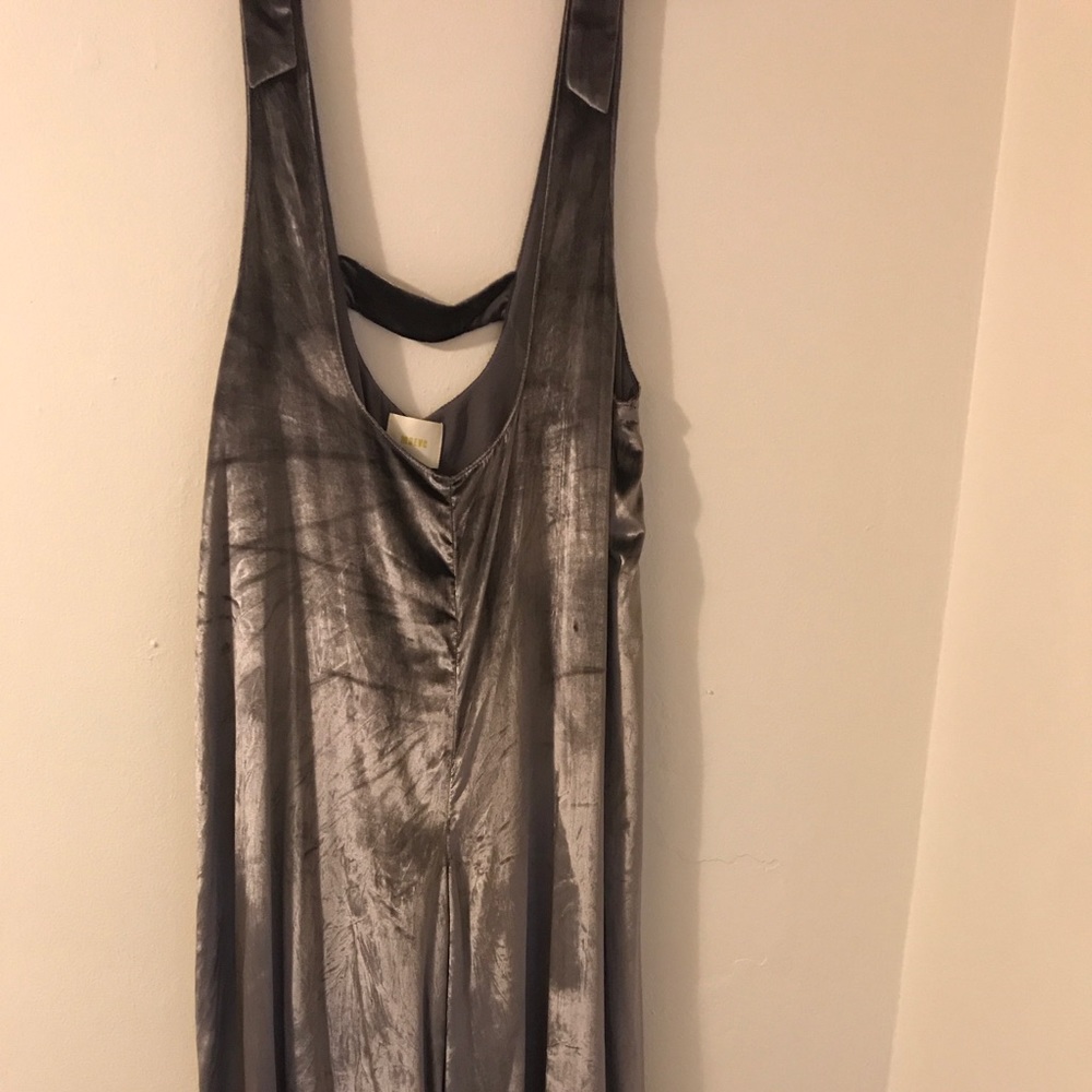Anthropologie Silver Velvet Jumpsuit (M) - Picture 4 of 5